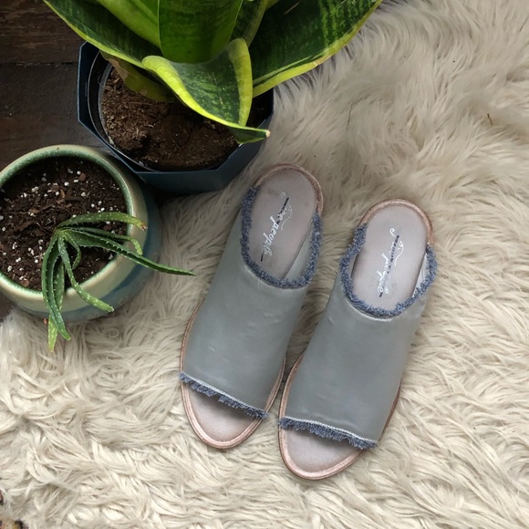 Free People Shoes - Free People Light Blue Satin Slides Free People Shoes - Free People Light Blue Satin Slides